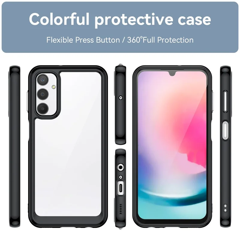 For Samsung Galaxy A24 4G (162.1 x 77.6 x 8.3mm) TPU + Acrylic Phone Case Anti-drop Phone Protective Cover - Black