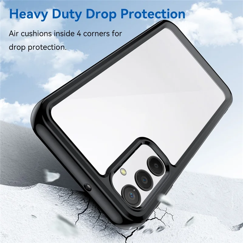 For Samsung Galaxy A24 4G (162.1 x 77.6 x 8.3mm) TPU + Acrylic Phone Case Anti-drop Phone Protective Cover - Black