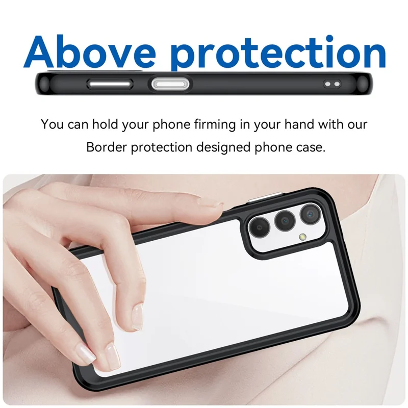 For Samsung Galaxy A24 4G (162.1 x 77.6 x 8.3mm) TPU + Acrylic Phone Case Anti-drop Phone Protective Cover - Black