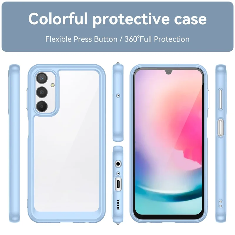 For Samsung Galaxy A24 4G (162.1 x 77.6 x 8.3mm) TPU + Acrylic Phone Case Anti-drop Phone Protective Cover - Blue