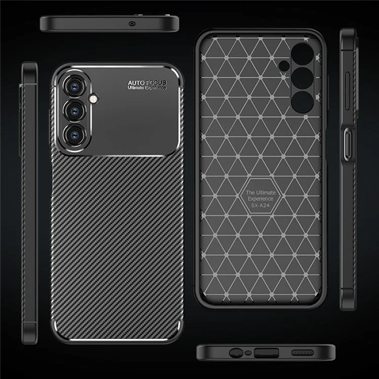 Per Samsung Galaxy A24 4G (162,1 x 77,6 x 8,3 mm) Custodia per telefono in fibra di carbonio Texture Phone Case Drop Resistant TPU Phone Cover