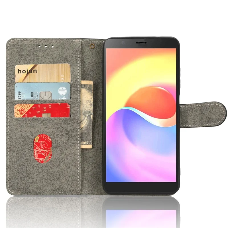 Mobile Phone Case for ZTE Blade A32 , PU Leather Phone Shell Stand RFID Blocking Wallet Cover - Black