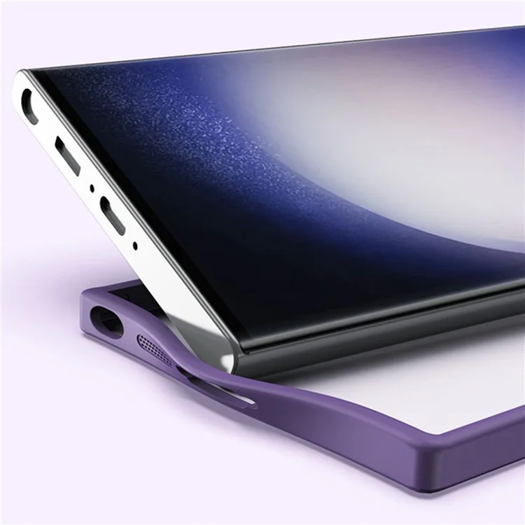 Para Samsung Galaxy S23 Ultra Funda de Teléfono Mate Magnética Carcasa de Teléfono TPU+Acrílico con Soporte de Anillo - Púrpura