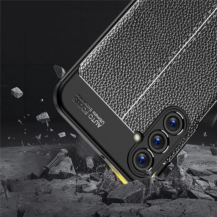 Pour Samsung Galaxy A24 4G (162,1 x 77,6 x 8,3 mm) Litchi Texture Phone Case Slim Anti-drop Protective TPU Phone Cover - Noir