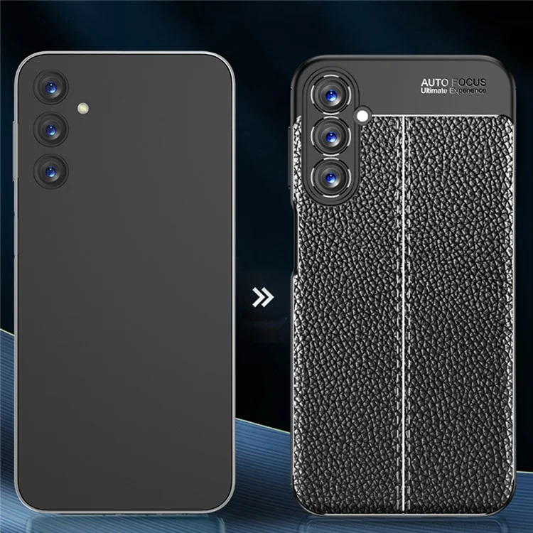 Pour Samsung Galaxy A24 4G (162,1 x 77,6 x 8,3 mm) Litchi Texture Phone Case Slim Anti-drop Protective TPU Phone Cover - Noir