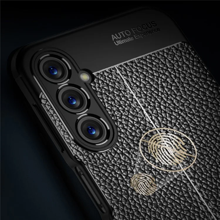 Pour Samsung Galaxy A24 4G (162,1 x 77,6 x 8,3 mm) Litchi Texture Phone Case Slim Anti-drop Protective TPU Phone Cover - Noir