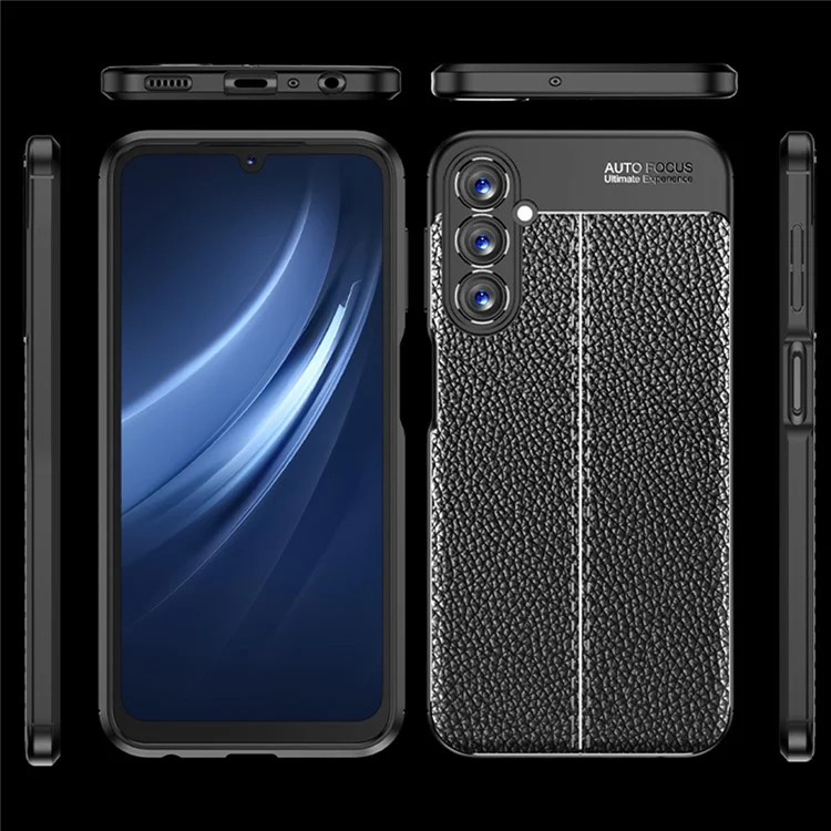Pour Samsung Galaxy A24 4G (162,1 x 77,6 x 8,3 mm) Litchi Texture Phone Case Slim Anti-drop Protective TPU Phone Cover - Noir