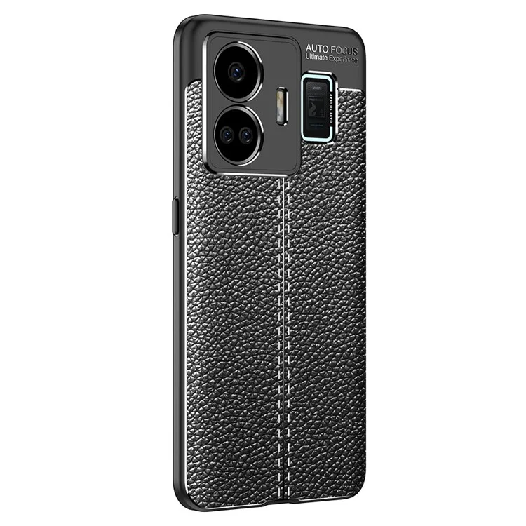 Für Realme GT Neo 5 5G / GT3 5G Litchi-Textur-Handyhülle, kratzfest, schlanke TPU-Handyhülle - Schwarz