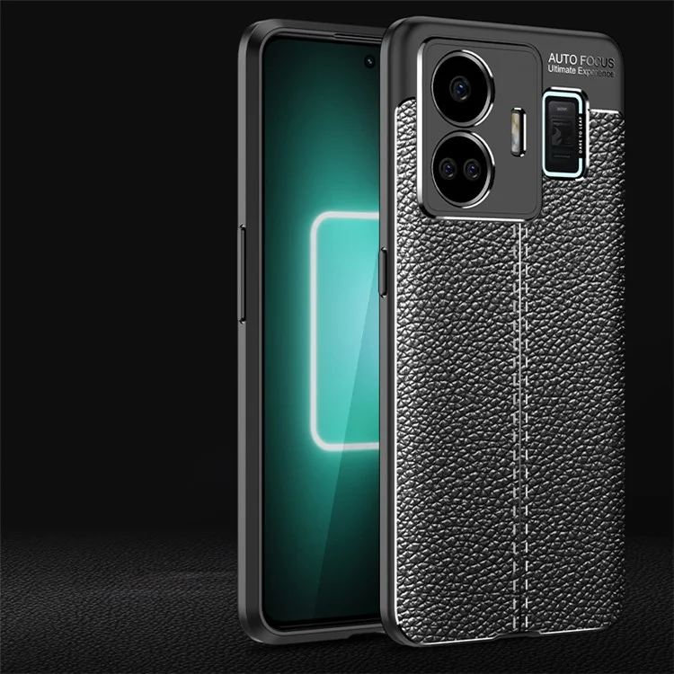 Für Realme GT Neo 5 5G / GT3 5G Litchi-Textur-Handyhülle, kratzfest, schlanke TPU-Handyhülle - Schwarz