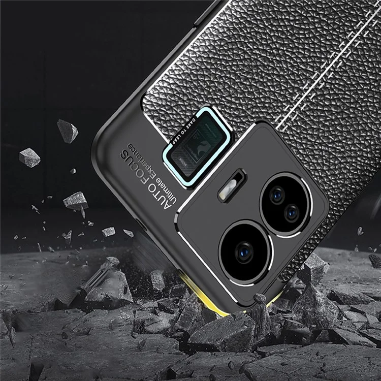 Für Realme GT Neo 5 5G / GT3 5G Litchi-Textur-Handyhülle, kratzfest, schlanke TPU-Handyhülle - Schwarz