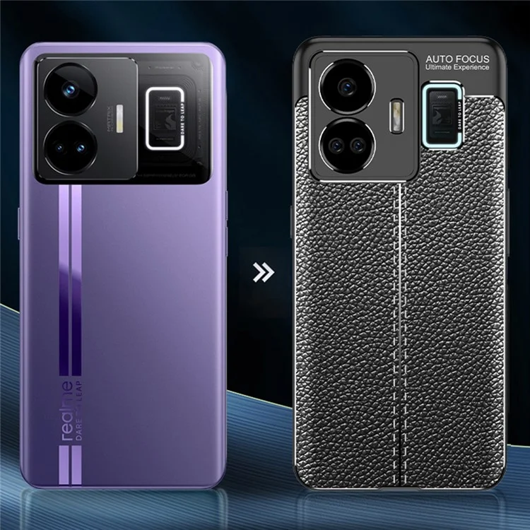 Für Realme GT Neo 5 5G / GT3 5G Litchi-Textur-Handyhülle, kratzfest, schlanke TPU-Handyhülle - Schwarz