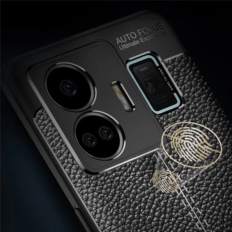 Für Realme GT Neo 5 5G / GT3 5G Litchi-Textur-Handyhülle, kratzfest, schlanke TPU-Handyhülle - Schwarz