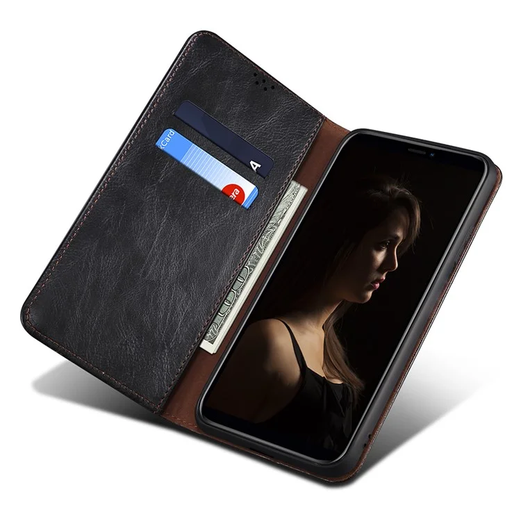 Funda de teléfono con tapa de cuero 5G Para Honor X40 de textura de caballo loco encerado, soporte, billetera, anticaída - Negro 