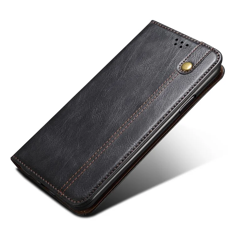 Funda de teléfono con tapa de cuero 5G Para Honor X40 de textura de caballo loco encerado, soporte, billetera, anticaída - Negro 