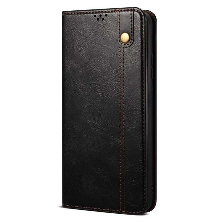 Funda de teléfono con tapa de cuero 5G Para Honor X40 de textura de caballo loco encerado, soporte, billetera, anticaída - Negro 