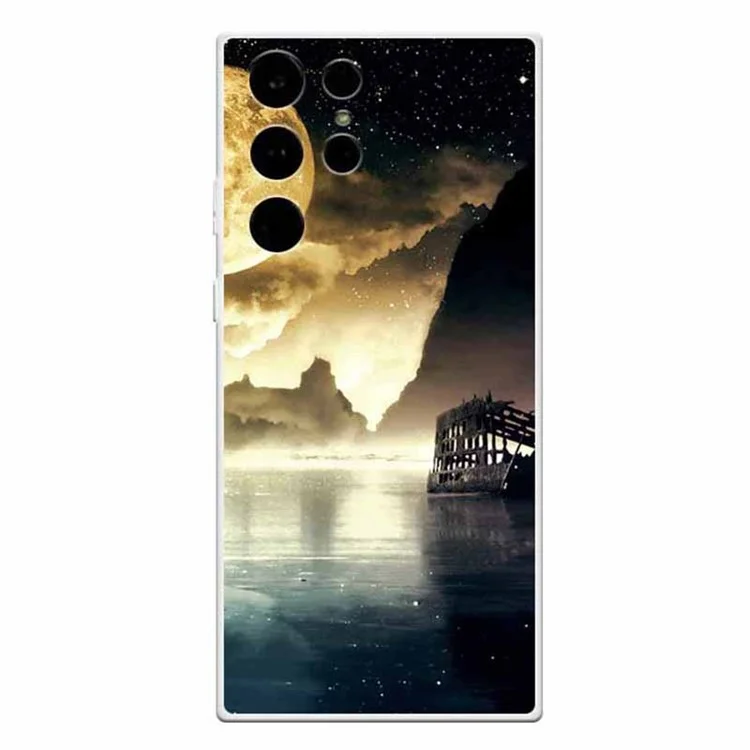 Phone Case for Samsung Galaxy S23 Ultra Pattern Printing Soft Flexible TPU Phone Cover - Moonlight Lakeside