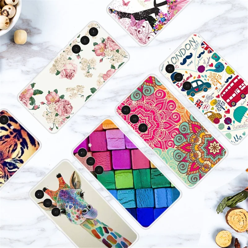 TPU Phone Case for Samsung Galaxy S23 , Pattern Printing Slim Fit Protective Phone Cover - Socks and Cat