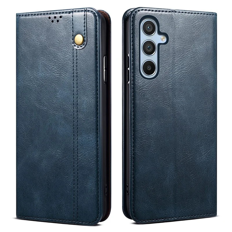 For Samsung Galaxy A24 4G (162.1 x 77.6 x 8.3mm) PU Leather Flip Protective Case Waxy Crazy Horse Texture Stand Wallet Cover - Blue