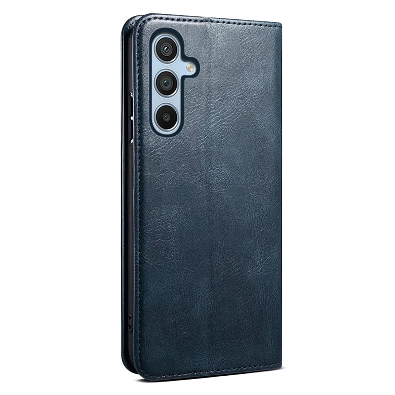 For Samsung Galaxy A24 4G (162.1 x 77.6 x 8.3mm) PU Leather Flip Protective Case Waxy Crazy Horse Texture Stand Wallet Cover - Blue