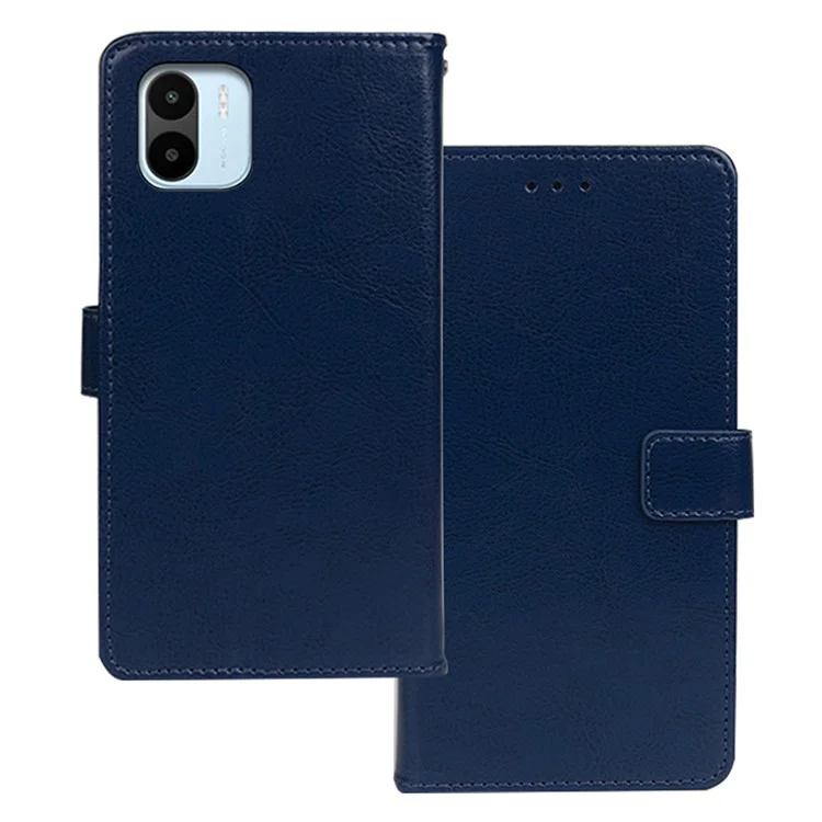 IDEWEI Shockproof Cover for Xiaomi Redmi A2 4G / A1 4G PU Leather Wallet Stand Crazy Horse Texture Phone Case - Blue