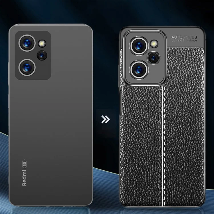 Litchi Texture Protective Phone Case für Xiaomi Redmi Note 12 Pro Speed 5G / Poco X5 Pro 5G, TPU-Handyhülle - Schwarz