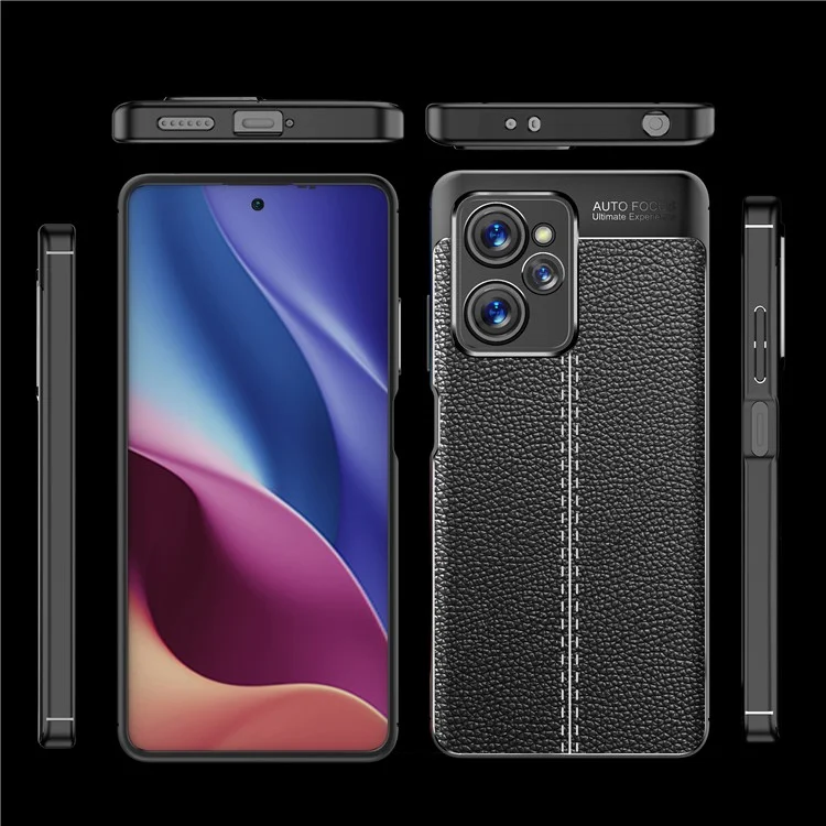 Litchi Texture Protective Phone Case für Xiaomi Redmi Note 12 Pro Speed 5G / Poco X5 Pro 5G, TPU-Handyhülle - Schwarz