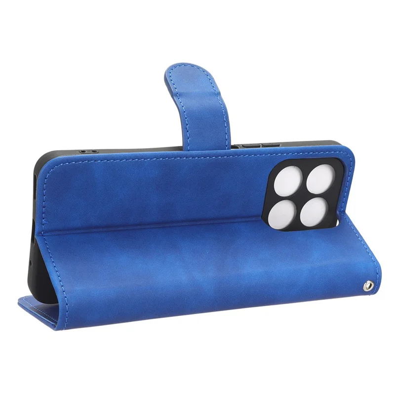 For Honor X8a 4G Skin-friendly PU Leather Phone Case Stand Protective Phone Wallet Cover - Blue