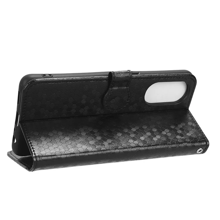 Para Oppo Reno8 T 4G Capa Flip Stand Couro PU Carteira Padrão Pontilhado Impresso Capa de Telefone - Preto