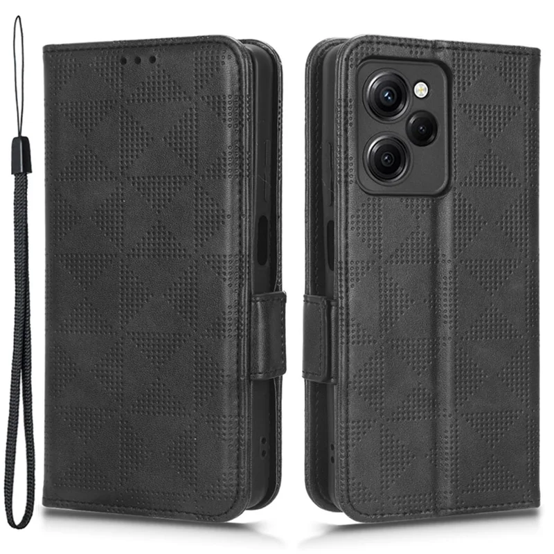 Xiaomi Poco X5 Pro 5G / Redmi Note 12 Pro Speed 5G Cell Phone Stand Case Imprinted Pattern Wallet Cover - Black
