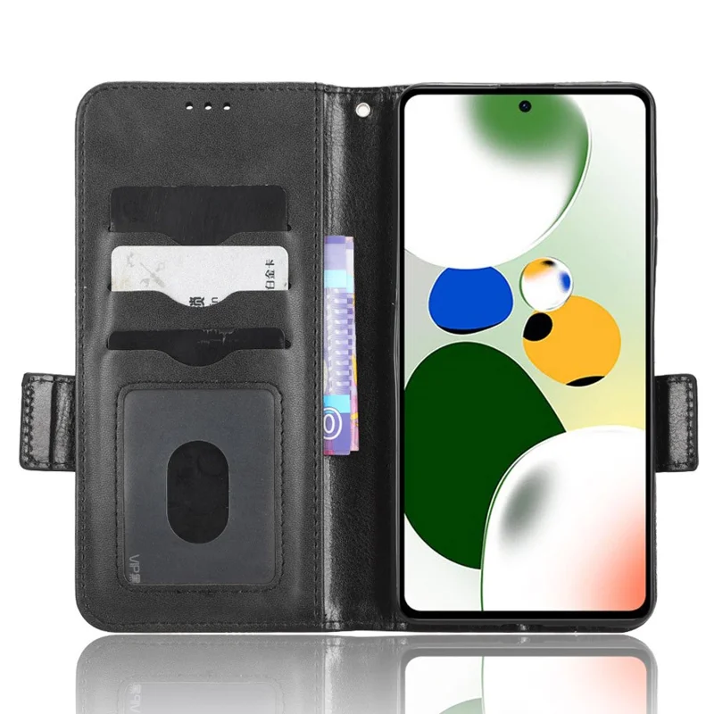 Xiaomi Poco X5 Pro 5G / Redmi Note 12 Pro Speed 5G Cell Phone Stand Case Imprinted Pattern Wallet Cover - Black