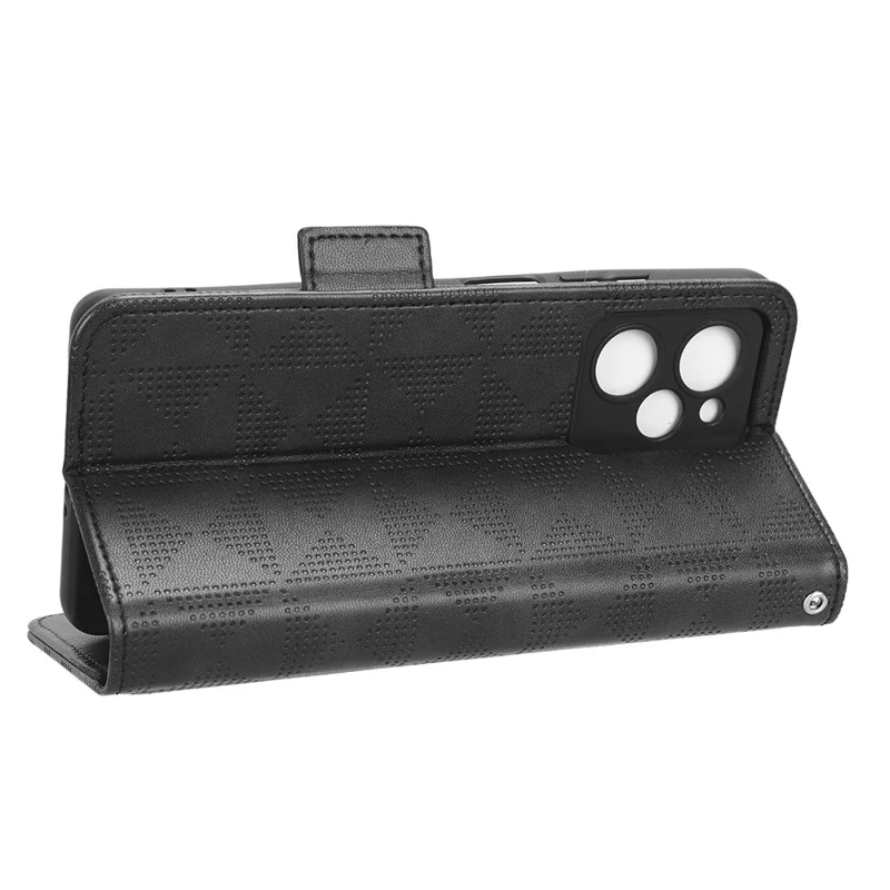 Xiaomi Poco X5 Pro 5G / Redmi Note 12 Pro Speed 5G Cell Phone Stand Case Imprinted Pattern Wallet Cover - Black