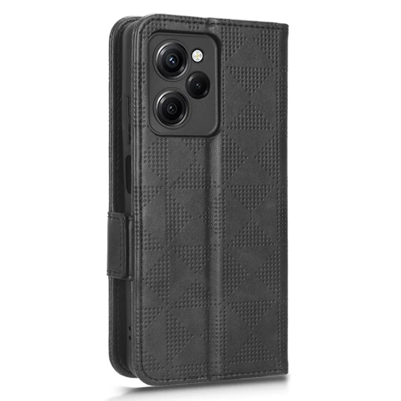 Xiaomi Poco X5 Pro 5G / Redmi Note 12 Pro Speed 5G Cell Phone Stand Case Imprinted Pattern Wallet Cover - Black