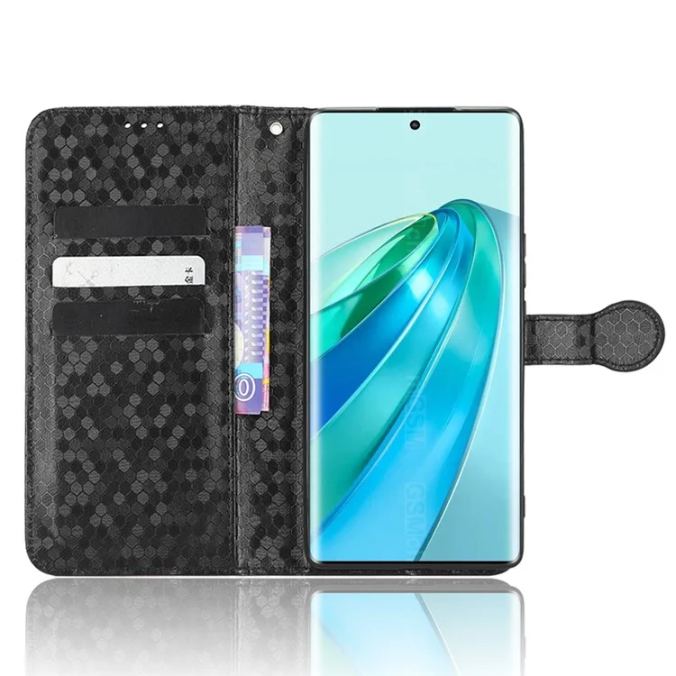 For Honor X40 5G / X9a 5G / Magic5 Lite 5G Cell Phone Case Dot Pattern Imprinted Leather Stand Cover Wallet - Black