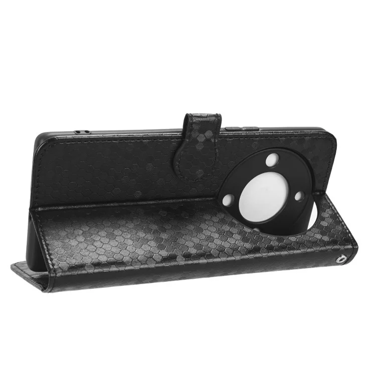 For Honor X40 5G / X9a 5G / Magic5 Lite 5G Cell Phone Case Dot Pattern Imprinted Leather Stand Cover Wallet - Black