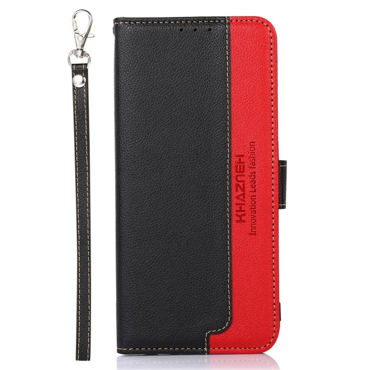 KHAZNEH For Sony Xperia 10 V RFID Blocking Leather Phone Case Litchi Texture Wallet Phone Stand Cover - Black