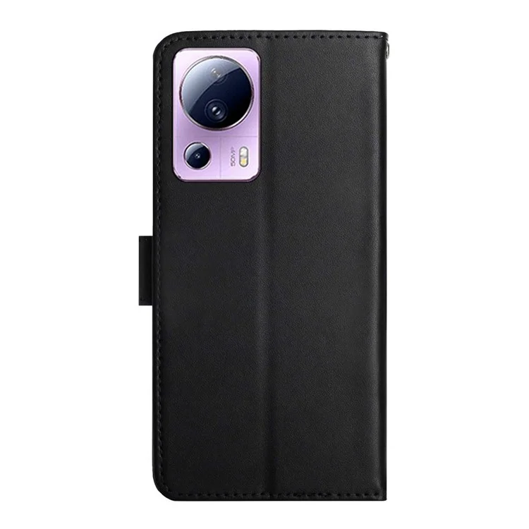 HT02 Pour Xiaomi 13 Lite / Civi 2 5G Nappa Texture Genuine Leather Drop-proof Phone Case with Wallet Stand - Noir