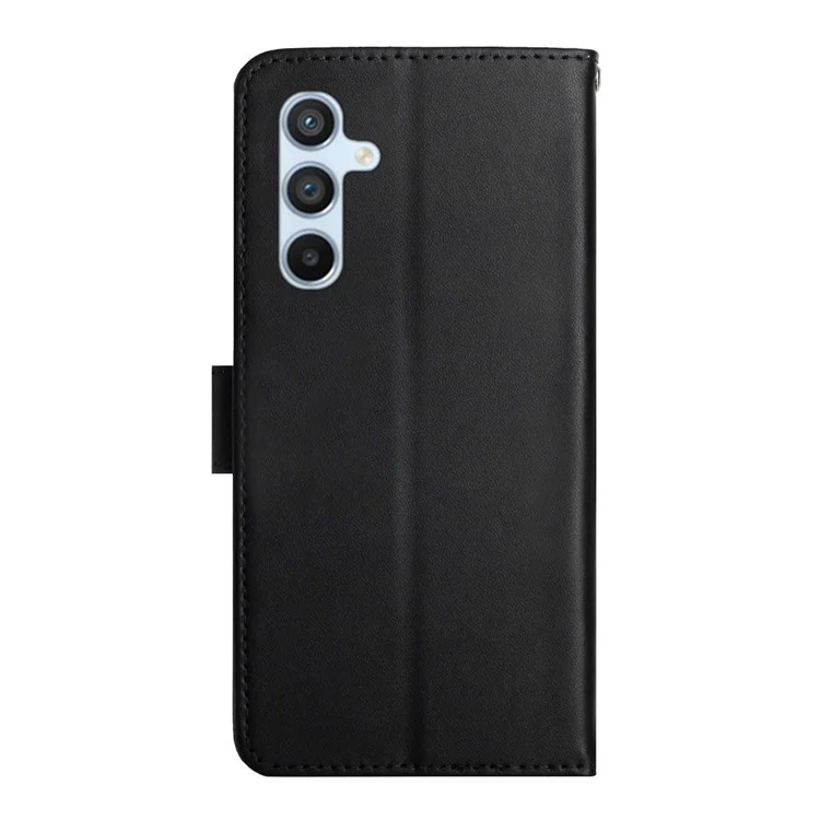 HT02 Anti-scratch Phone Cover For Samsung Galaxy A24 4G (162,1 x 77,6 x 8,3 mm), Nappa-Textur Echtes Leder Handyhülle Brieftasche Ständer - Schwarz