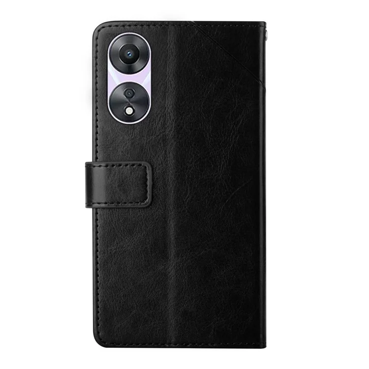 HT01 Pour Oppo Reno8 T 5G / A1 Pro 5G Étui de téléphone en cuir anti-chute avec motif de ligne en forme de Y Stand Wallet Case - Noir