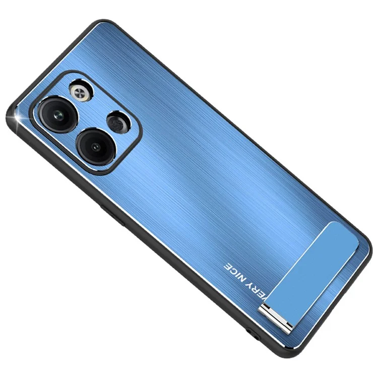 Чехол для телефона Oppo Reno9 Pro+ 5G с подставкой, рамка TPU, щеточная алюминиевая сплавная задняя крышка - синий