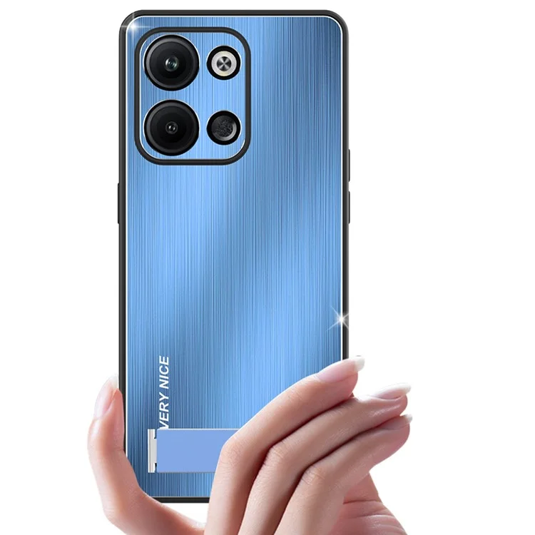 Чехол для телефона Oppo Reno9 Pro+ 5G с подставкой, рамка TPU, щеточная алюминиевая сплавная задняя крышка - синий