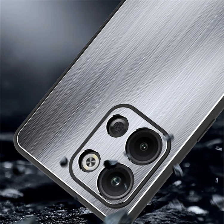 Чехол для телефона Oppo Reno9 Pro+ 5G с подставкой, рамка TPU, щеточная алюминиевая сплавная задняя крышка - синий