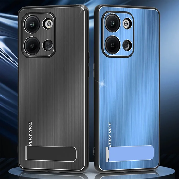 Чехол для телефона Oppo Reno9 Pro+ 5G с подставкой, рамка TPU, щеточная алюминиевая сплавная задняя крышка - синий