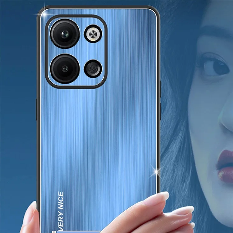 Per Oppo Reno9 5G / Reno9 Pro 5G Custodia per telefono cellulare Cornice in TPU Retro in lega di alluminio spazzolato - Blu