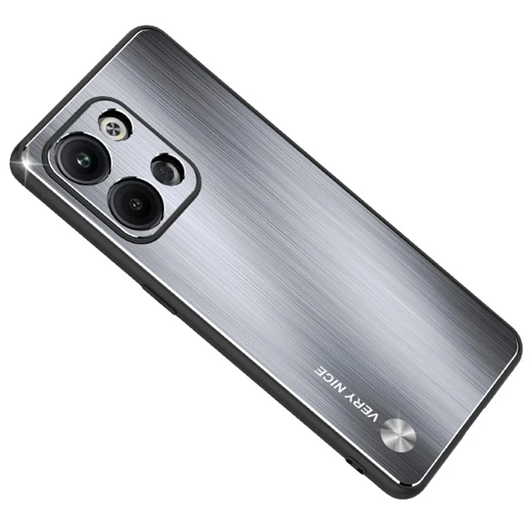 Для Oppo Reno9 Pro+ 5G TPU рамка чехол для телефона Brushed Aluminium Alloy Back Anti-drop Cover - Silver