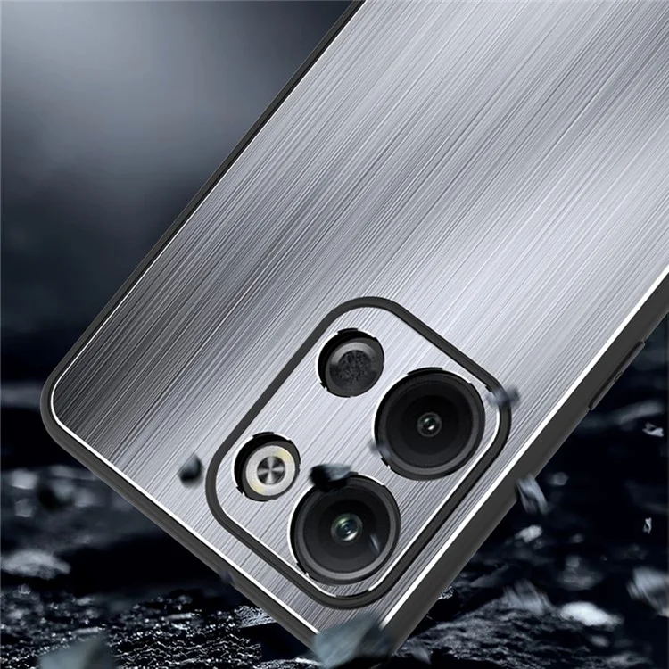 Для Oppo Reno9 Pro+ 5G TPU рамка чехол для телефона Brushed Aluminium Alloy Back Anti-drop Cover - Silver
