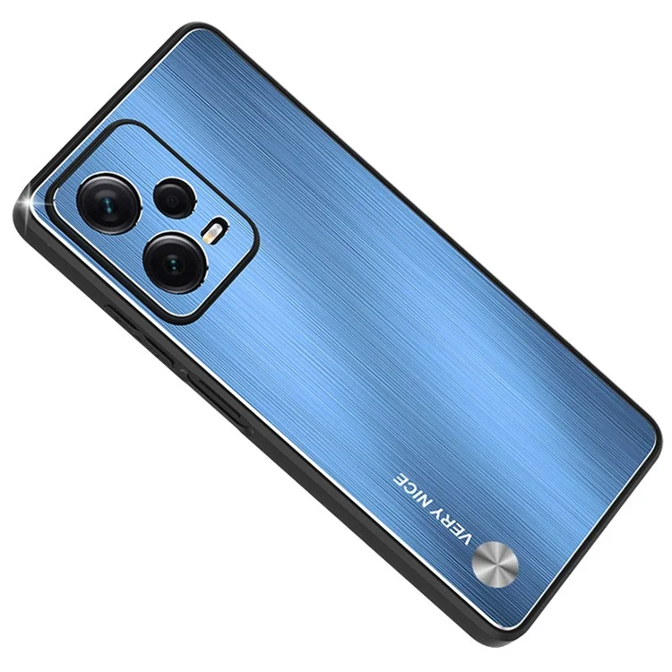 Para Xiaomi Redmi Note 12 Pro+ 5G Capa de Telefone Bumper TPU Liga de Alumínio Traseira Escovada Capa de Telefone - Azul