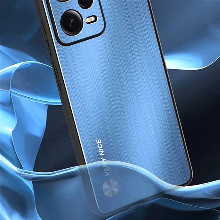 Para Xiaomi Redmi Note 12 Pro+ 5G Capa de Telefone Bumper TPU Liga de Alumínio Traseira Escovada Capa de Telefone - Azul