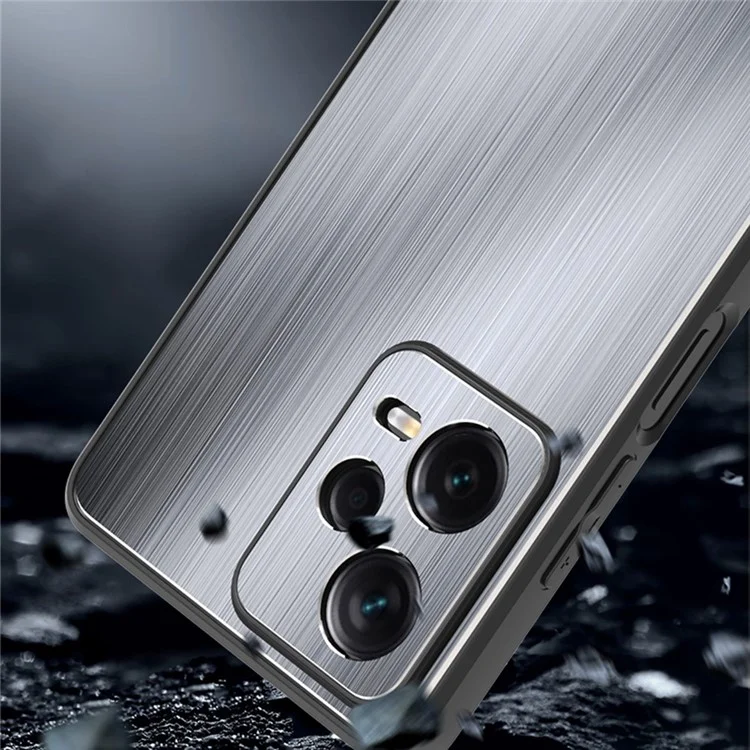 Para Xiaomi Redmi Note 12 Pro+ 5G Capa de Telefone Bumper TPU Liga de Alumínio Traseira Escovada Capa de Telefone - Azul