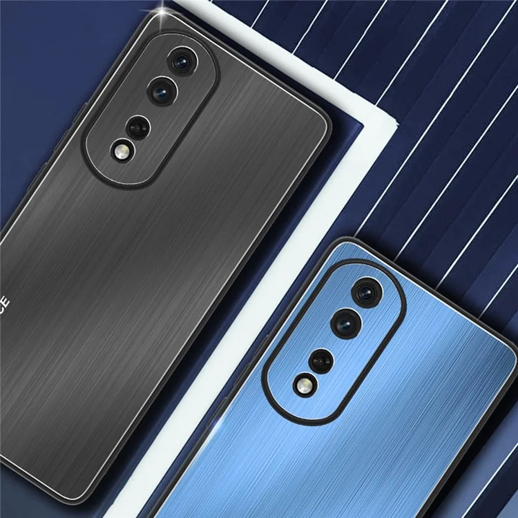 For Honor 80 Pro 5G Anti-scratch Phone Case TPU + Aluminium Alloy Back Brushed Phone Cover - Silber
