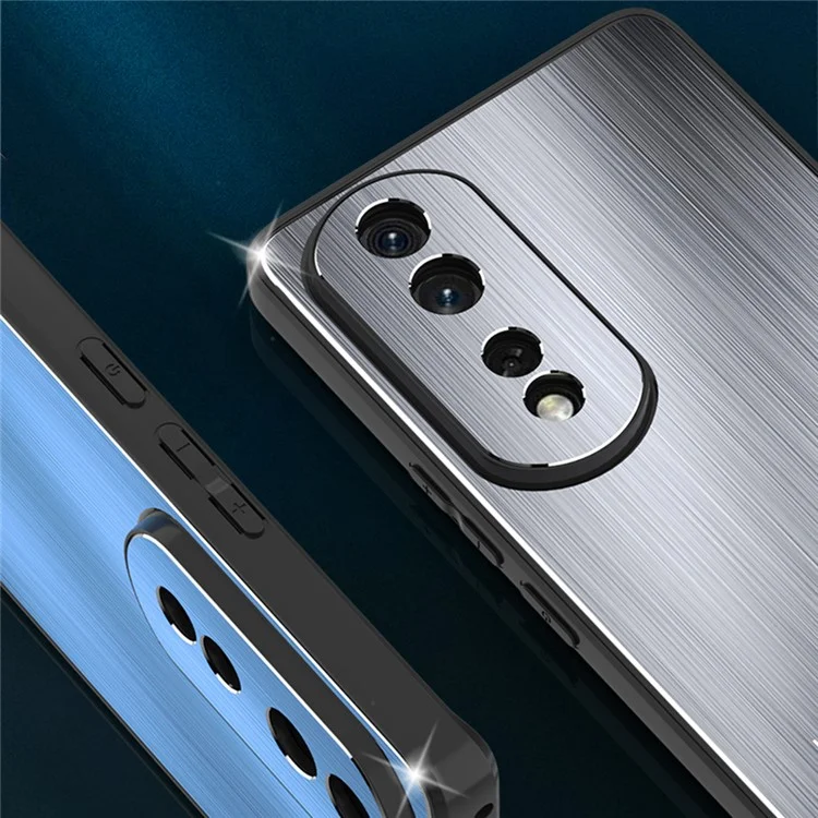 For Honor 80 Pro 5G Anti-scratch Phone Case TPU + Aluminium Alloy Back Brushed Phone Cover - Silber